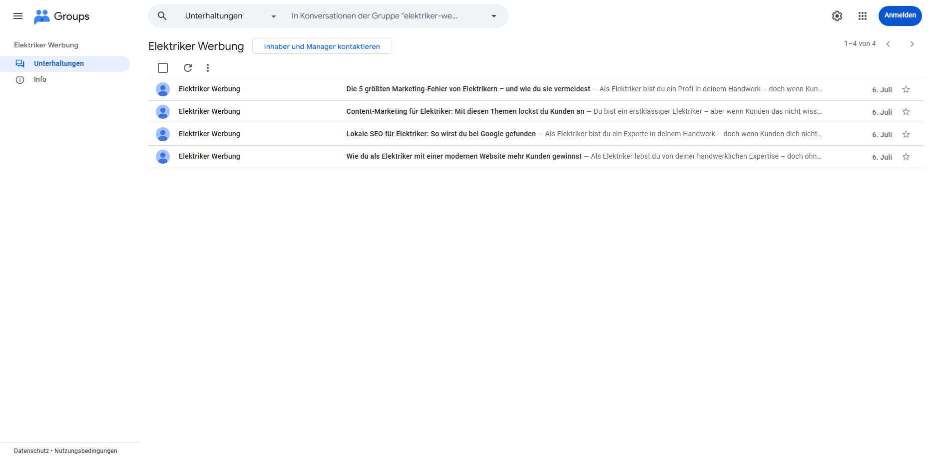 Elektriker Werbung - Google Groups